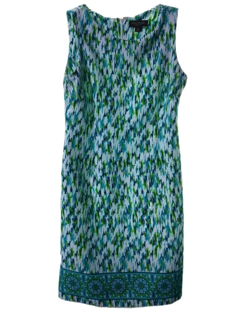 Perceptions New York Women's Size 10 Sleeveless Zipper Tropical Green Dress